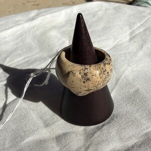 Stone ring heart carved picture jasper Vintage natural‎ ring